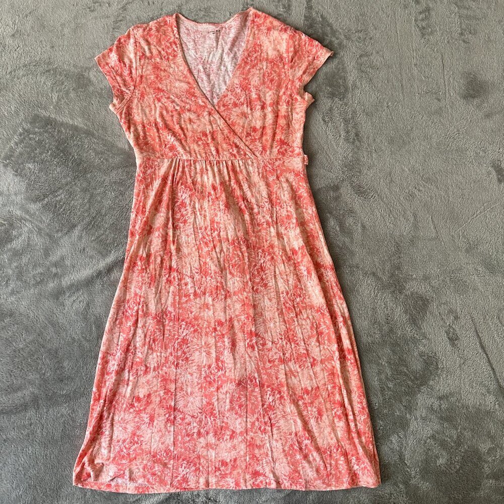 Garnet Hill Coral Floral Midi Dress